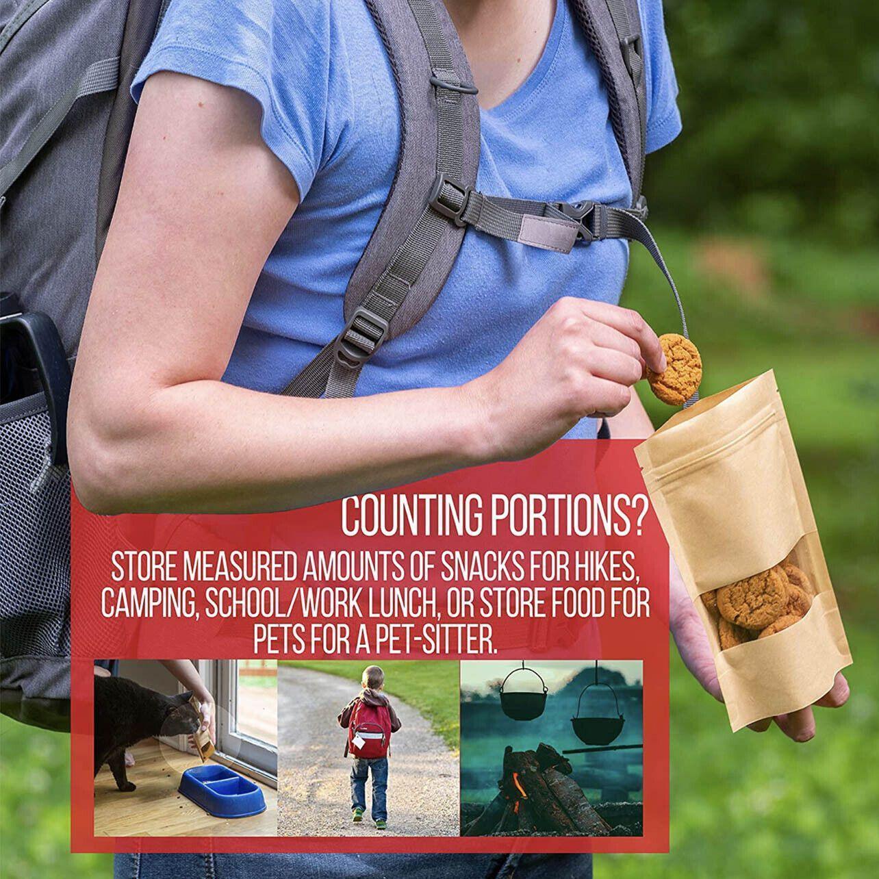 10-200x 23*35+5cm Stand Up Bag Kraft Paper Seal Packaging Window Zip Lock Pouch - 50 PCS