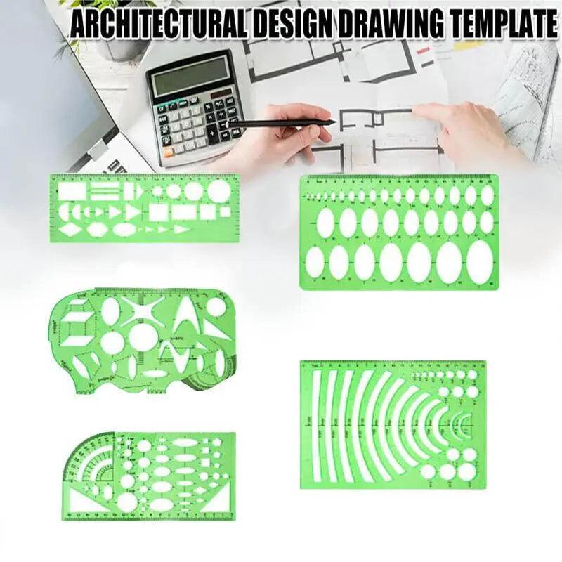 11Pcs Plastic Geometric Template Ruler Stencil Set Measuring Tool