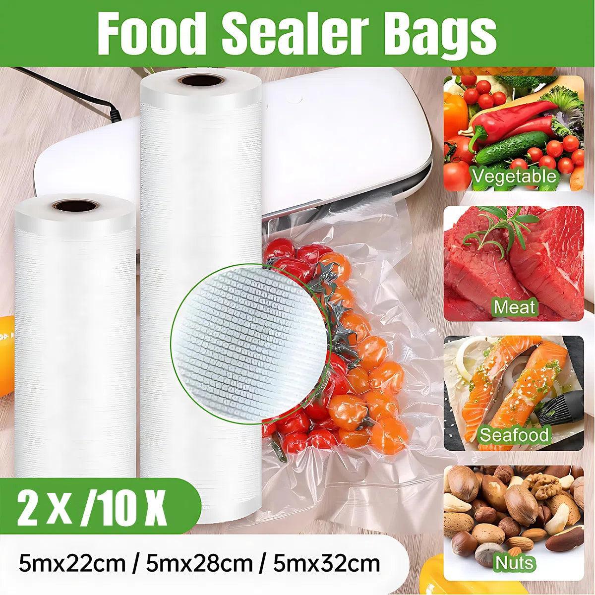 1-10x Commercial Heat-Resistant Vacuum Sealer Rolls for Food Storage - 2 Rolls (22cm x 5m)