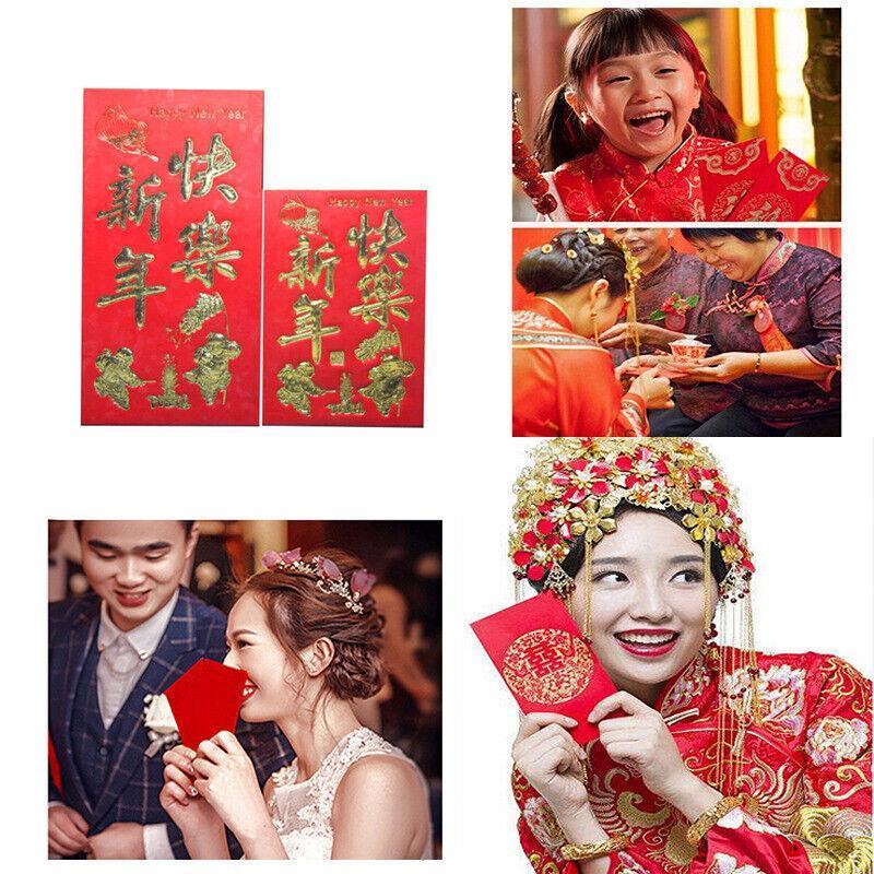 8*11.5 cm Set of 6 - Chinese New Year Red Pocket Lucky Money Envelopes - D