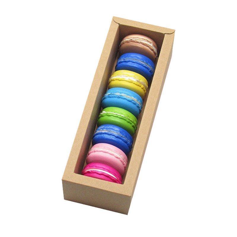 25Pcs White/Kraft Macaron Boxes 8/16 Hold Rectangular Favour Bomboniere Cookie - White 16 Hold