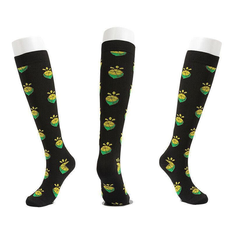 L/XL Size Compression Socks Unisex Adult Nursing Travel Stocking Sport - Black Lemon