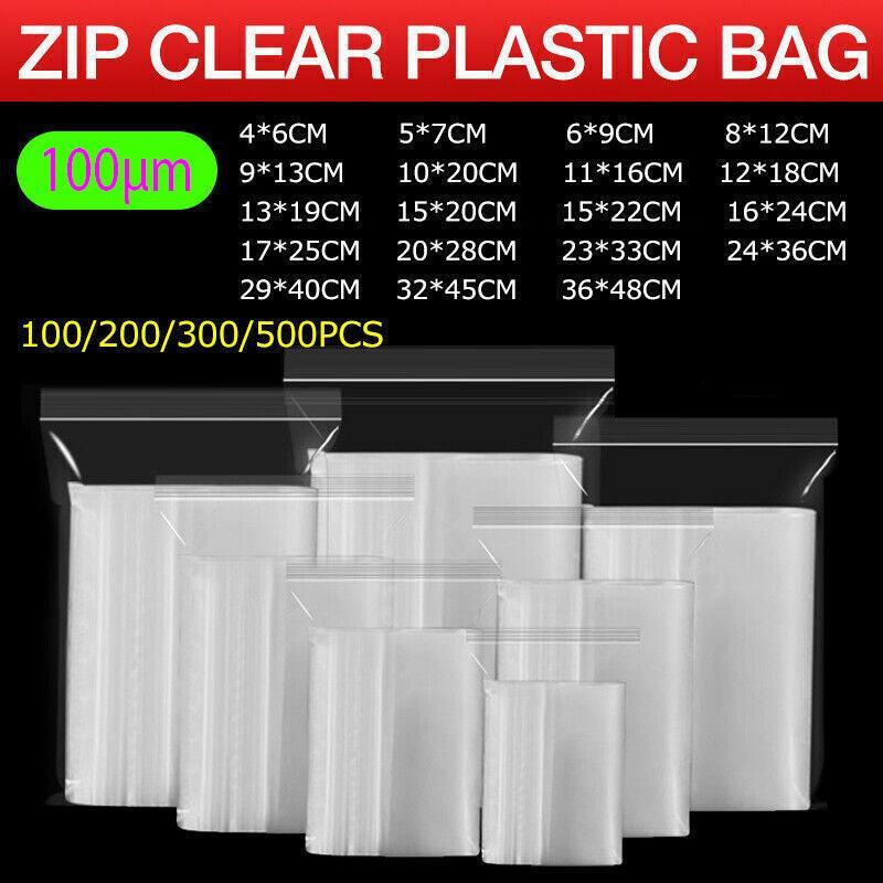 100PCS 100micron Bulk Clear Resealable PE Plastic Zip Bags - 6*9CM