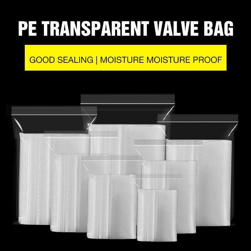 100PCS 100micron Bulk Clear Resealable PE Plastic Zip Bags - 11*16CM