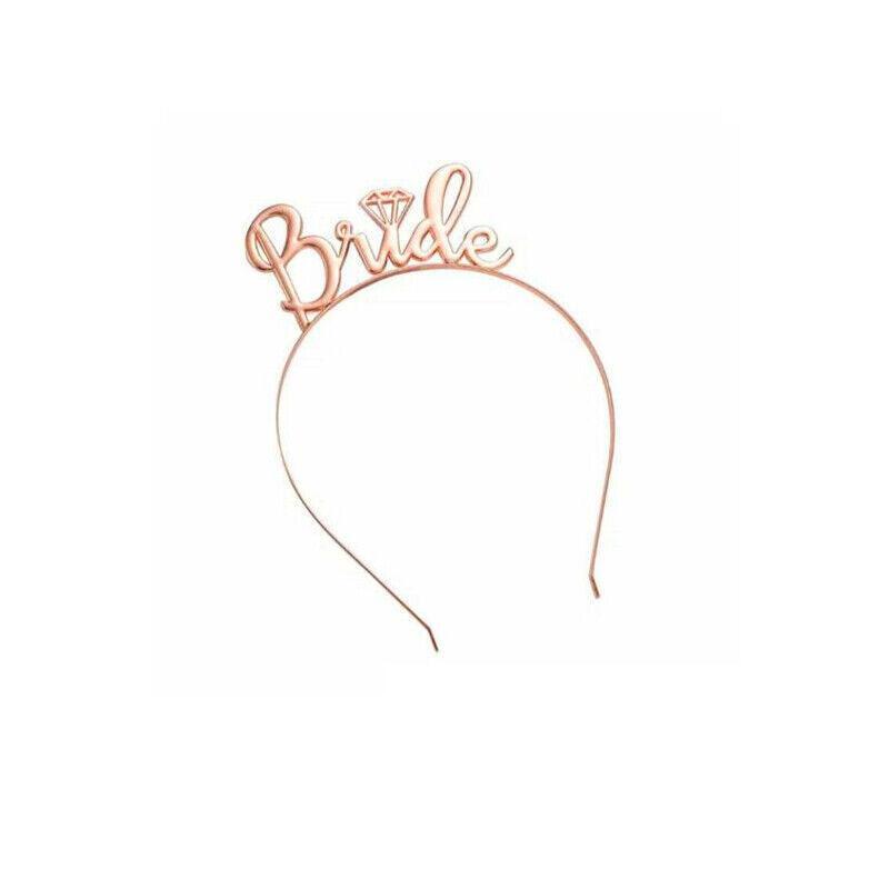 Bride To Be Hen Veil Sash Tiara Hens Night Bridal Shower Kitchen Tea Accessories - Black/Rose Gold Sash