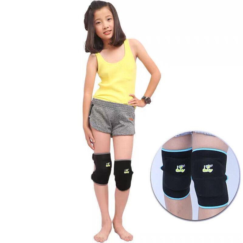 S Size Kid Knee Pad Crash Proof Antislip Basketball Dance Skating Protector - Black+Grey