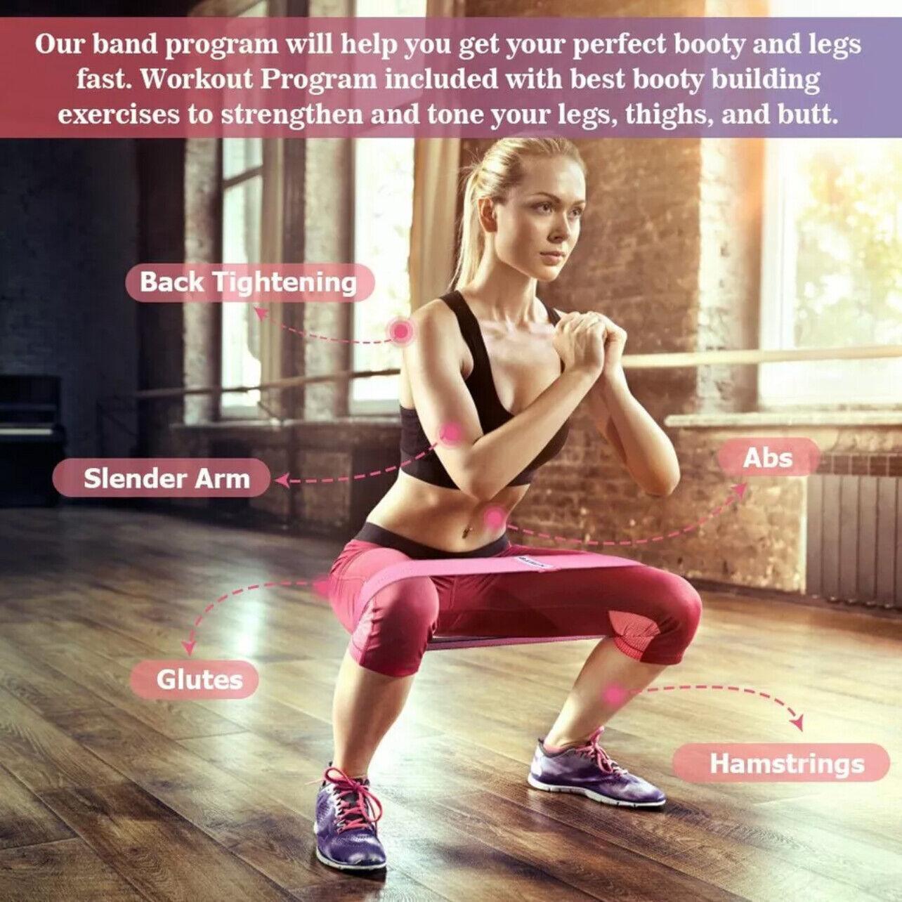 Aolikes Set 3 Resistance Booty Bands Hip Circle Loop Bands Workout Exercise - Set of 3 (Green,Pink,Purple) with Bag