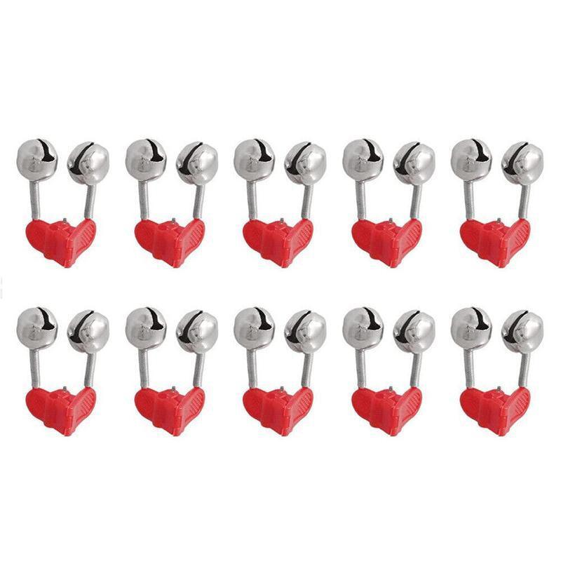 Up To 100PCS Best Bite Clip Fishing Alarm Bells Plastic Ring Double Rod Hot Red - 10PCS