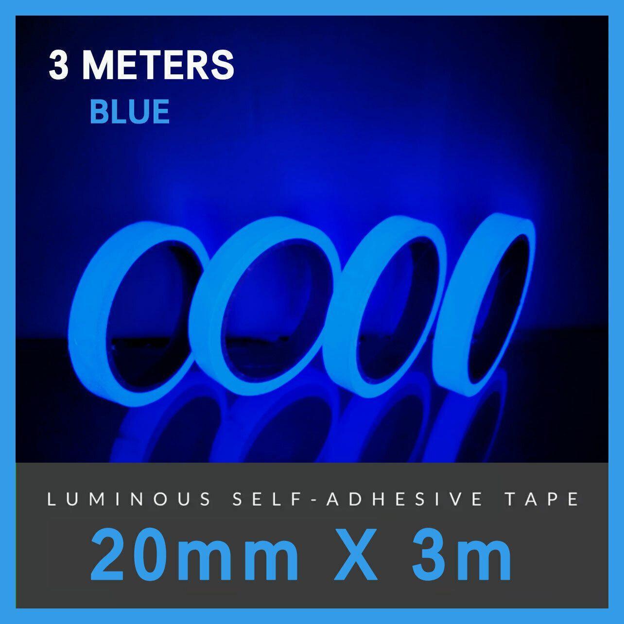 2cm x 3m Glow in the Dark Fluorescent Tape Self-Adhesive Strip for Marking and Decor - Red 2cm*3m