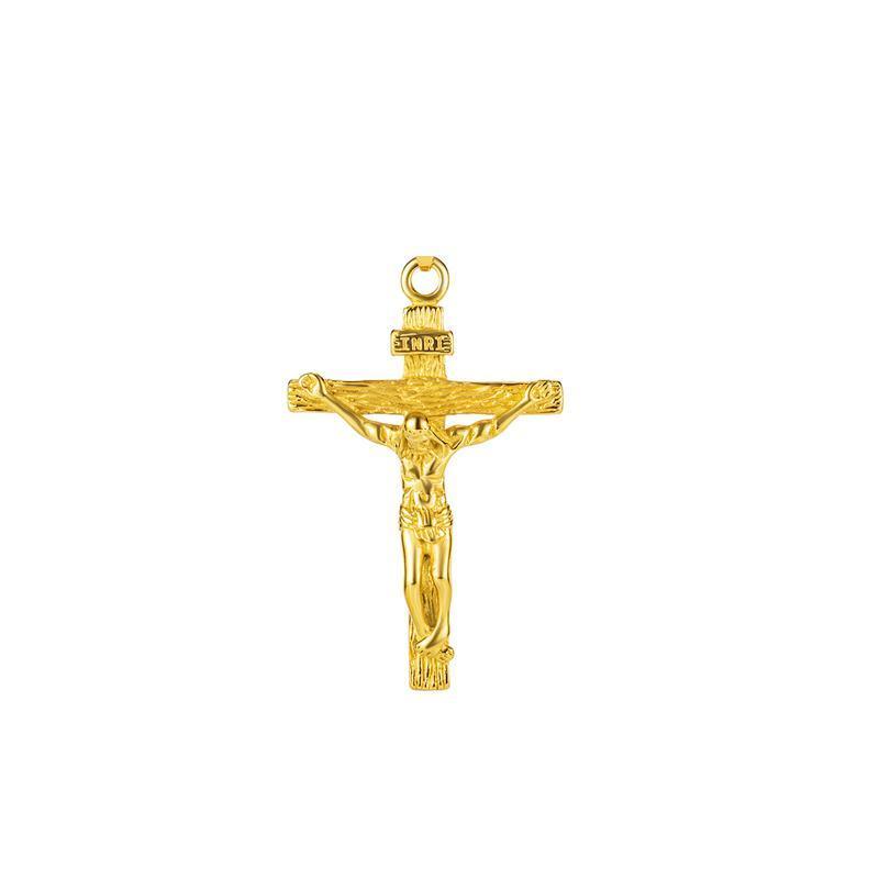 Men Stainless Steel Gold Silver Black Jesus Crucifix Pendant Chain Necklace Gold - only pendant