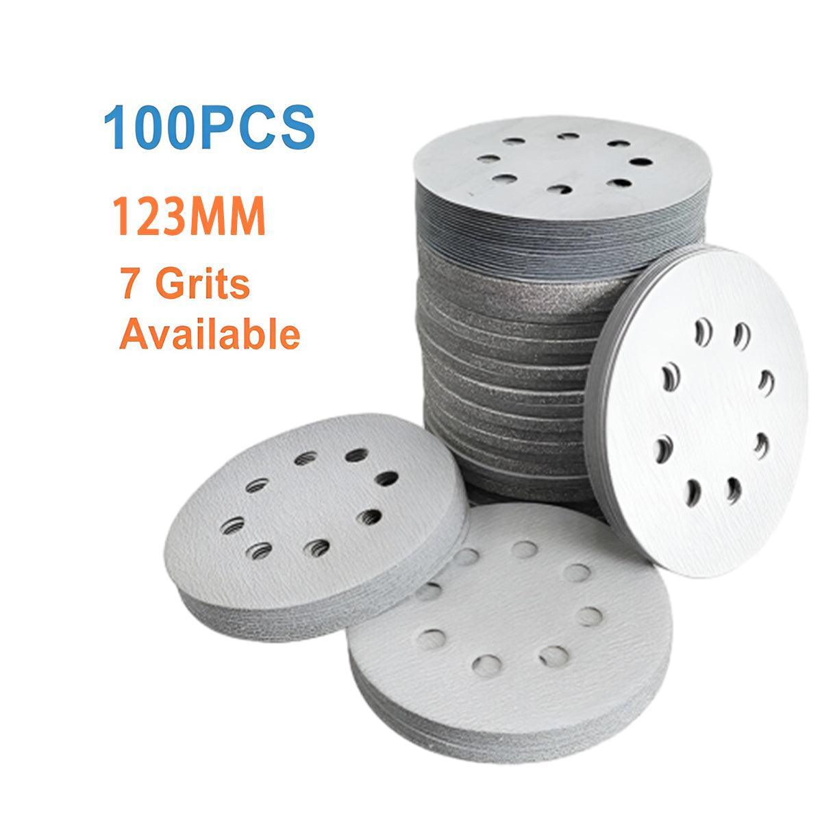 100x 123mm 6/8-Hole Sanding Discs Hook Loop Orbital Sander Pads 80 120 240 Grit - 320 Grits(8-Hole)