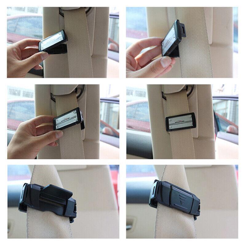 2X Car Shoulder Strap Positioning Clip Buckle Adjuster for Driving Comfort - Black