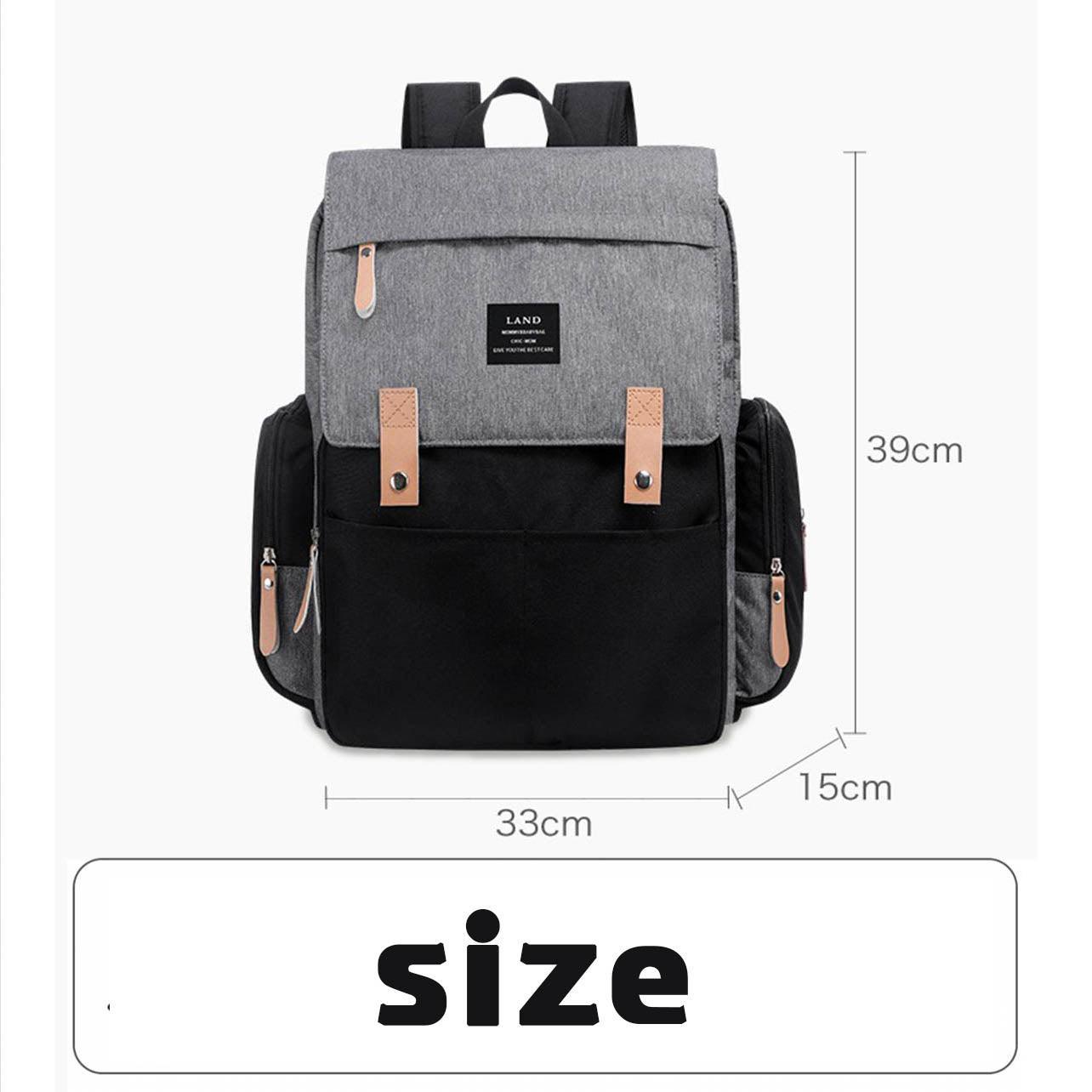 Multifunctional Diaper Backpack Changing Bag Nappy Mummy Travel Organiser - Beige Grey