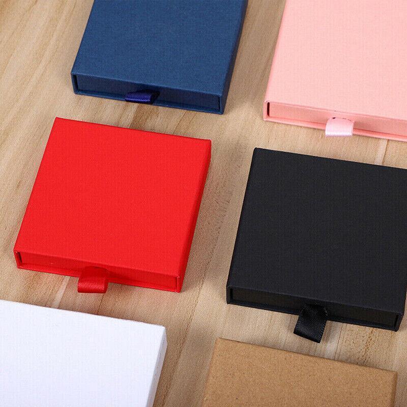 Cardboard Jewellery Gift Boxes Drawer Style Necklace Ring Earring Pendant Bracelet Case - Kraft paper