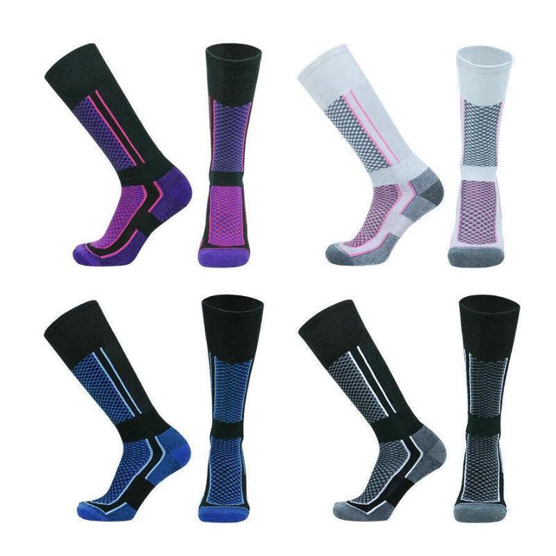 Men Women Long Warm Breathable Ski Socks Thicken Winter Sports Socks Au Stock - Pink&White(33-39)