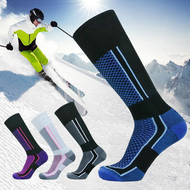 Men Women Long Warm Breathable Ski Socks Thicken Winter Sports Socks Au Stock - Purple&Black(33-39)