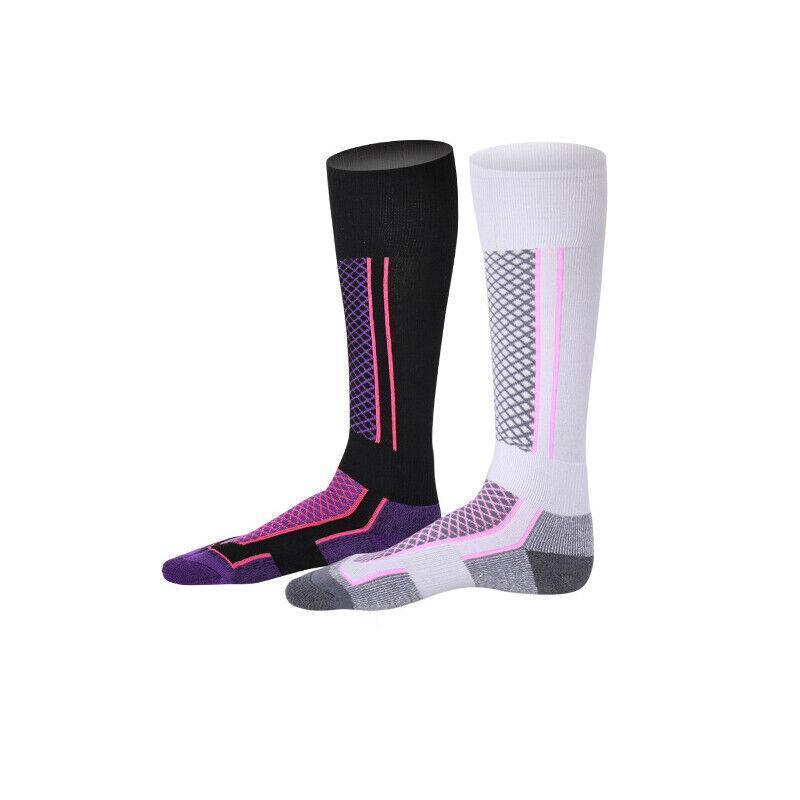 Men Women Long Warm Breathable Ski Socks Thicken Winter Sports Socks Au Stock - Purple&Black(33-39)
