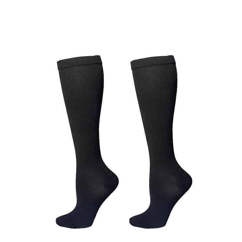 S/M Compression Socks Women Men Nursing Travel Stocking Sport Running - White ECG
