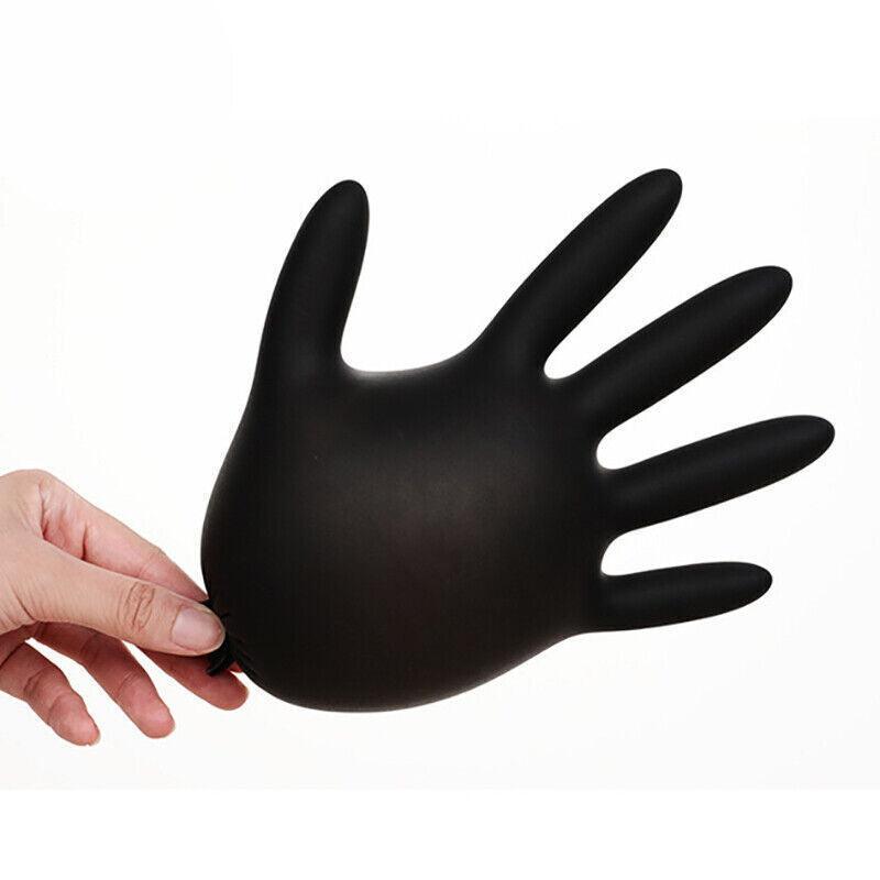 Thick Black Nitrile Gloves Industrial Mechanic Tattoo Tradie Rubber Protection - M