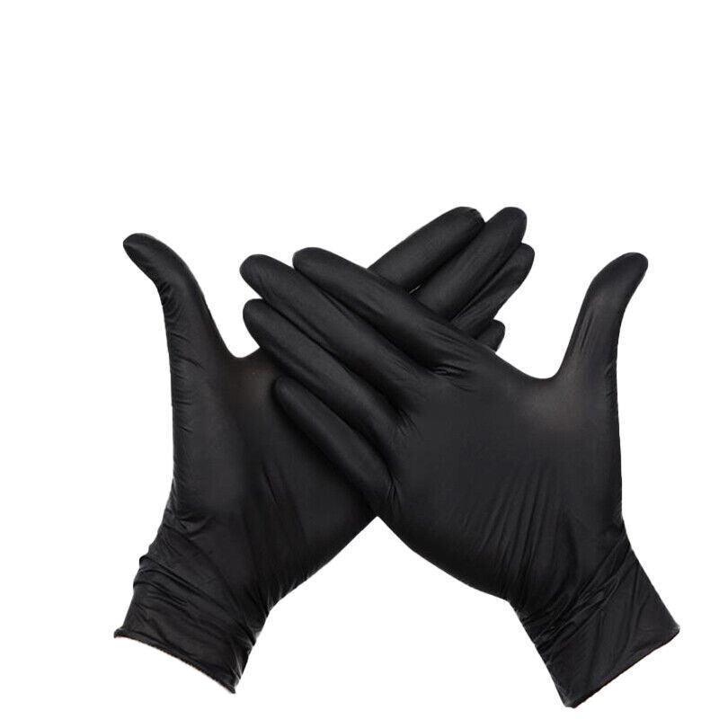 Thick Black Nitrile Gloves Industrial Mechanic Tattoo Tradie Rubber Protection - M