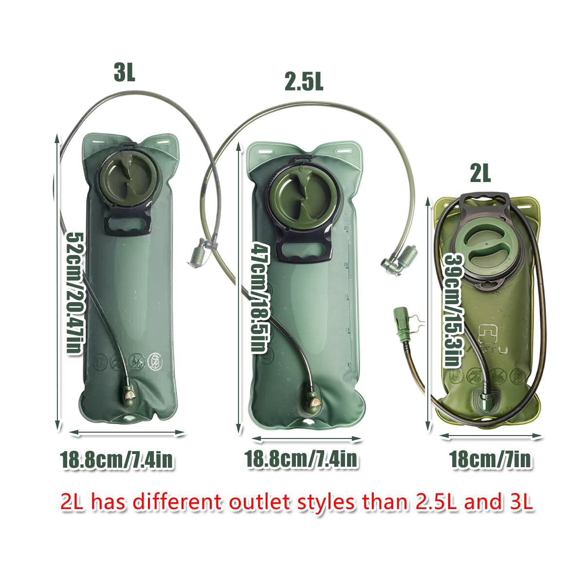 Hydration Bladder Water Bag 2L 2.5L 3L Outdoor Hiking Camping Cycling Pack - 2L