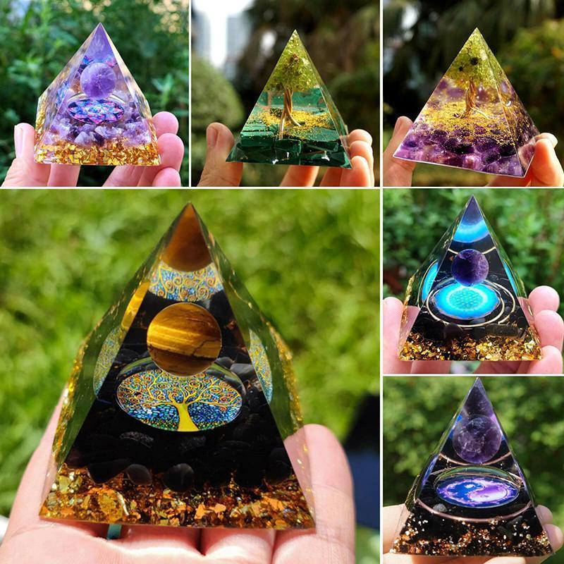 Amethyst Crystal Sphere Orgonite Pyramidamp Obsidians - Black Blue(60mmx60mm)