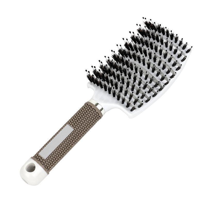 Detangle Nylon Boar Bristle Brush Hairbrush Smooth Hair Head Scalp Massage Comb - Black *1 Unit
