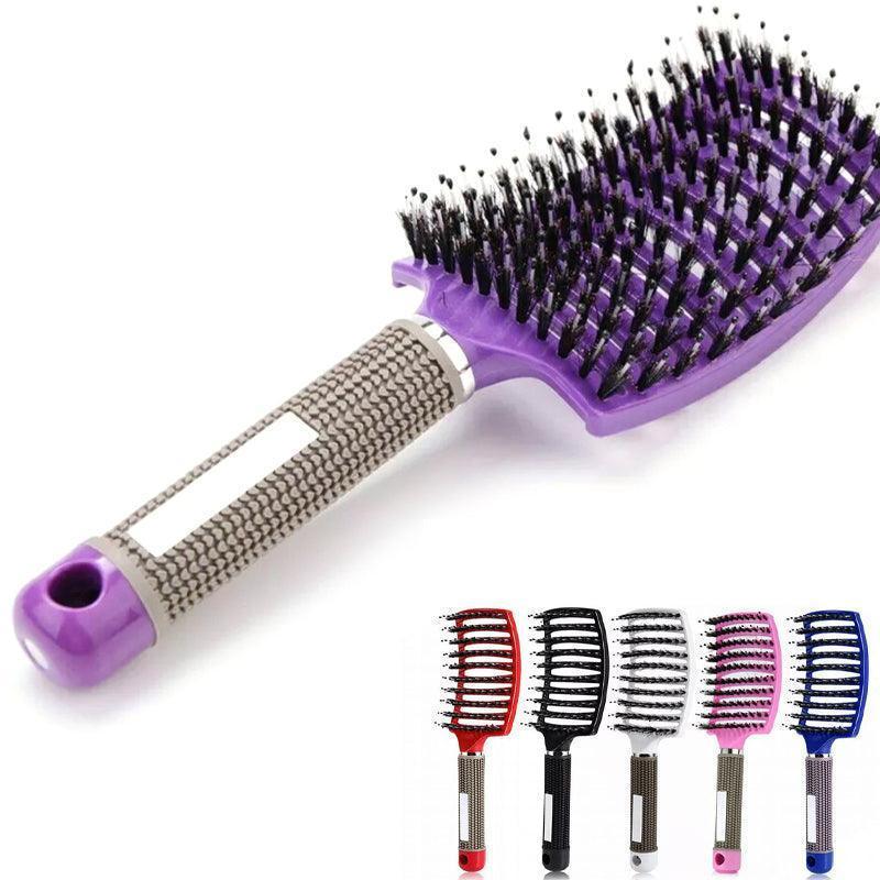 Detangle Nylon Boar Bristle Brush Hairbrush Smooth Hair Head Scalp Massage Comb - White *1 Unit