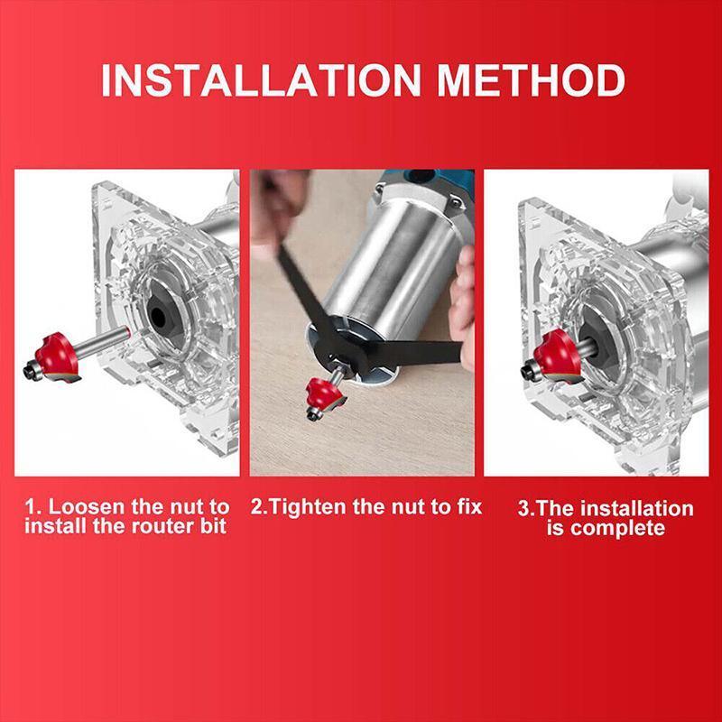15X 1/2 1/4 inch Router Bits Set Woodworking Tool Cutter Shank Tungsten Carbide - Red 1/4