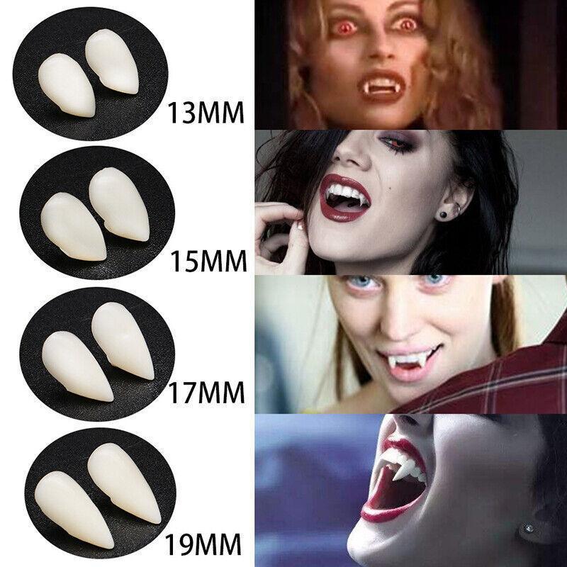 Cosplay Vampire Fangs Fake Teeth for Halloween Costume Party Dress Up 2PCS Prop Set - 19mm-1Piar