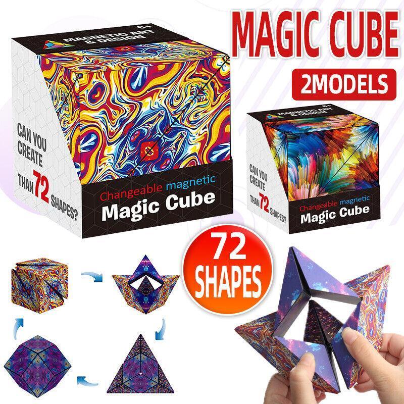 Variety Changeable Magnetic Magic Cube 3D Hand Flip Puzzle Anti Stress Toys Gift - Flame Pattern