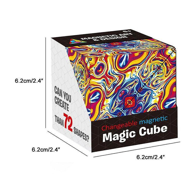Variety Changeable Magnetic Magic Cube 3D Hand Flip Puzzle Anti Stress Toys Gift - Flame Pattern