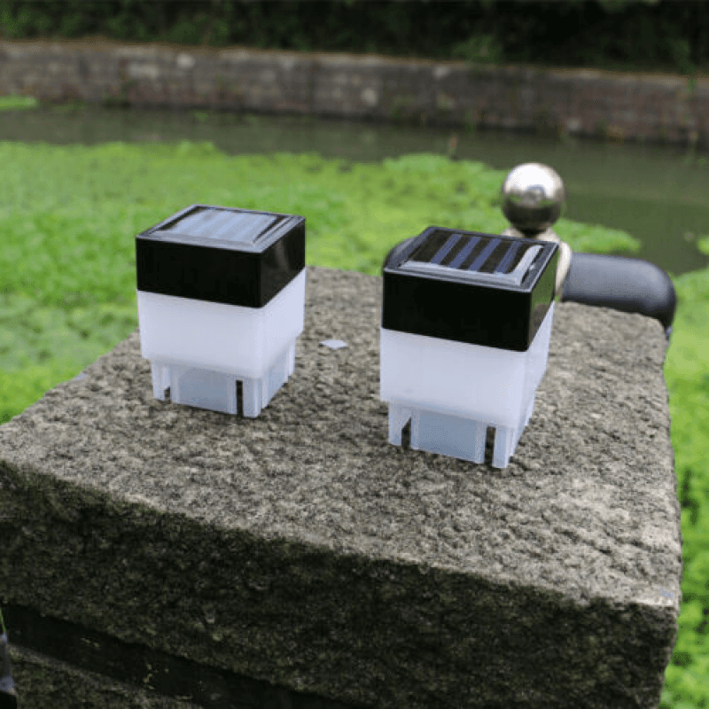 1Pc Waterproof Solar LED Lights Square Fence & Garden Lamp Warm/Cold - Cold Light