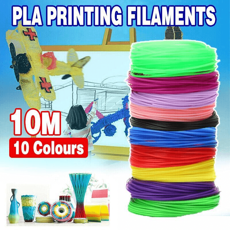 100M PLA 3D Pen Filament 10 Colours 1.75mm Printing Material for Drawing Craft