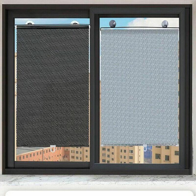 Silver Roller Blinds Suction Cup Sunshade Blackout Curtains Car Home Window Curtains - 50 X 125 CM