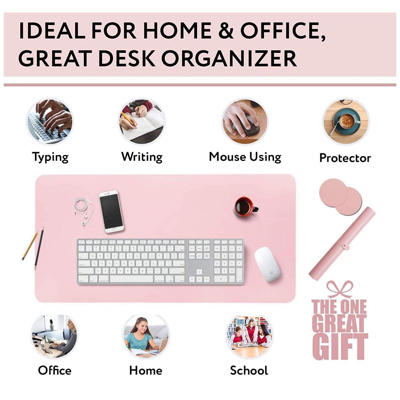 Large Leather Gaming Mouse Pad Waterproof Desk Keyboard Mat 120 x 60cm - Pink