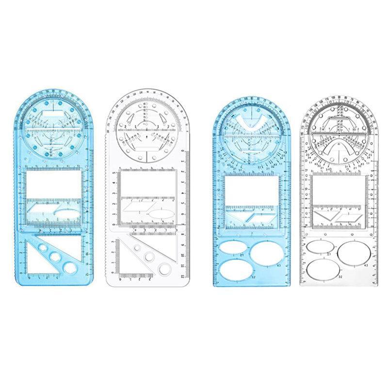 Multifunctional Geometric Ruler Student Mathematics Drawing Tools School Office - Clear-Primary School