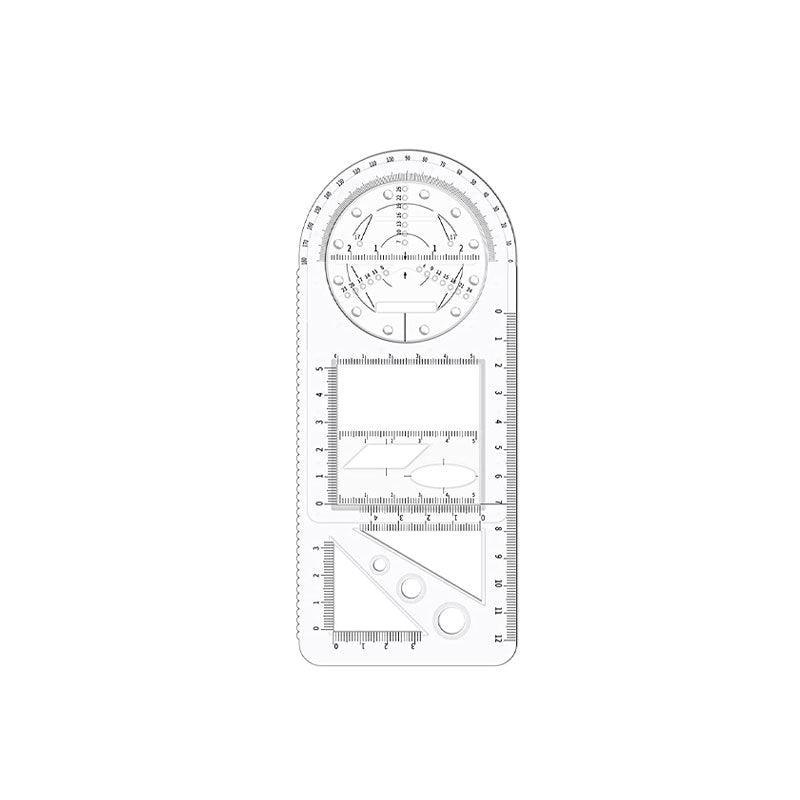 Multifunctional Geometric Ruler Student Mathematics Drawing Tools School Office - Clear-Primary School