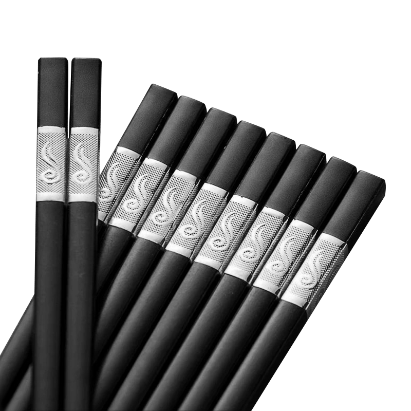 10Pairs Premium Fiberglass Reusable Chopsticks - Dishwasher Safe - Silver-2