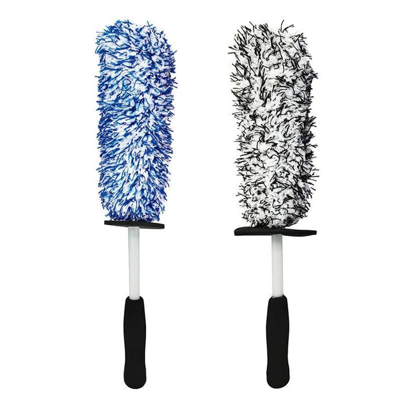 Car Wheel Cleaning Brush Tool Alloy Soft Bristle - Blue+White