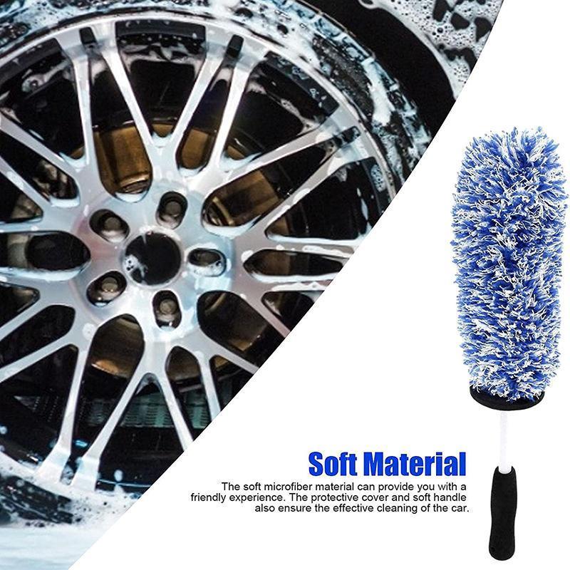 Car Wheel Cleaning Brush Tool Alloy Soft Bristle - Blue+White