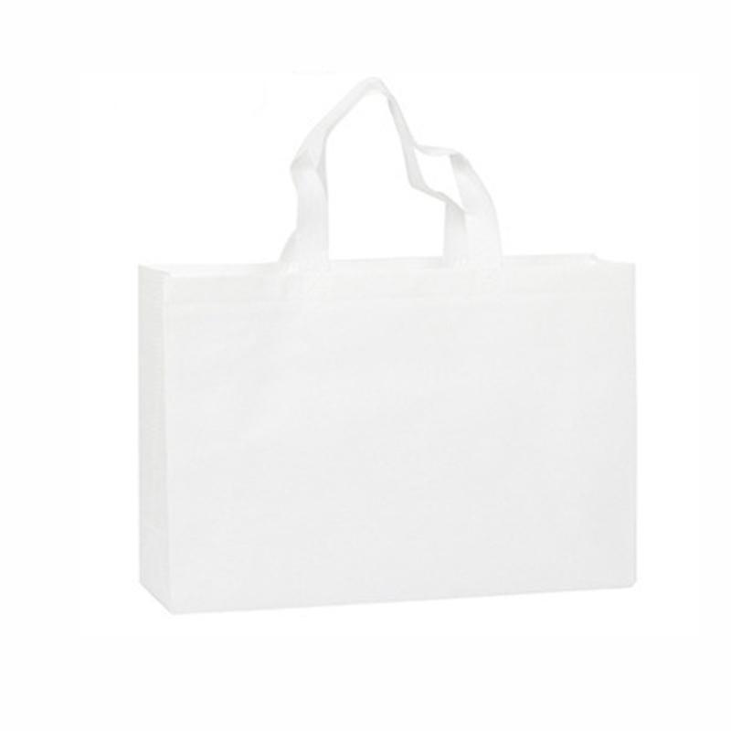 100PCS Reusable Non Woven Shopping Bags Eco Friendly Washable Tote Bags White - 41X35X12CM