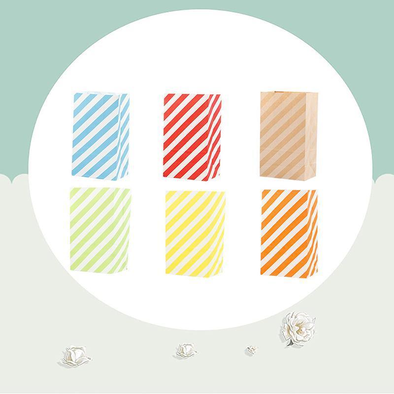 100X Colourful Plaid Kraft Paper Bag Candy Cookie Snack Cake Gift Bags 9X6X18cm - Yellow