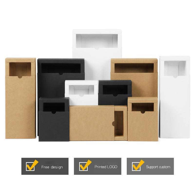 100PCS DIY Paper Box Drawer Type Jewelry Packing Box Tea Gift Cosmetics White - 12*9*3.3cm