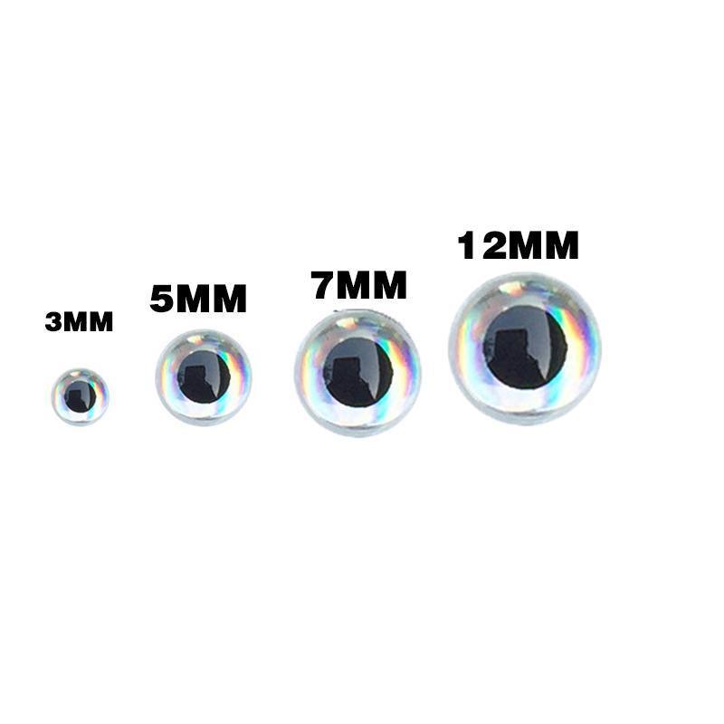 100PCS Fish Eyes 3D Holographic Lure Eyes Fly Tying Jigs Crafts Dolls - 100PCS / 5mm / Silver