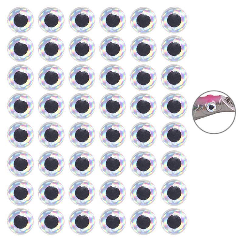 100PCS Fish Eyes 3D Holographic Lure Eyes Fly Tying Jigs Crafts Dolls - 100PCS / 5mm / Silver
