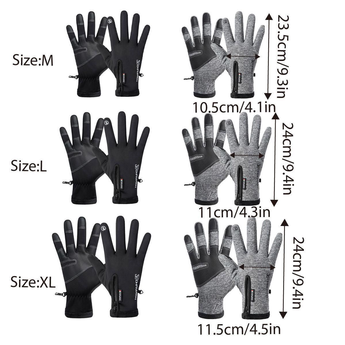 Winter Gloves Thermal Touch Screen Thermal Windproof Warm Black - L