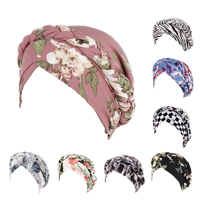 Women'S Comfort Cap Floral Pattern Chemo Head Coverings - Black