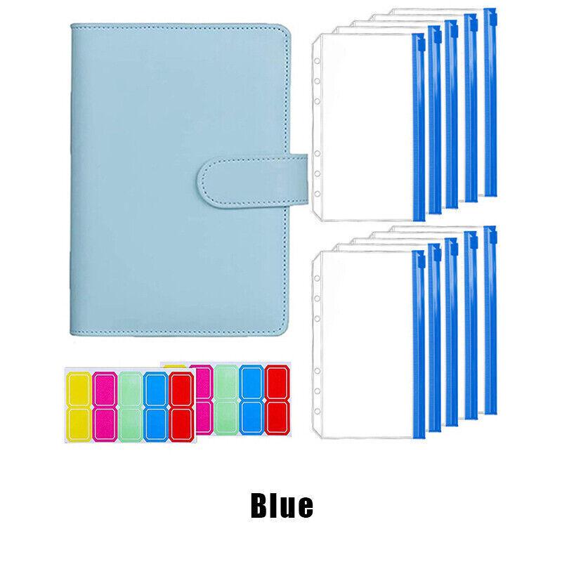A6 Pu Leather Binder Pockets Cash Envelope Planner Notebooks - Black