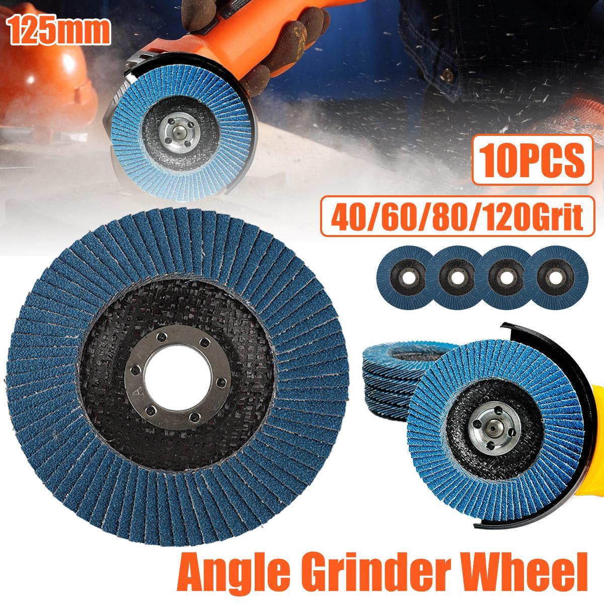 10pcs Flap Disc 40/60/80/120 Grit Angle Grinder Wheel Set Durable Sanding Tool - 40 Grit